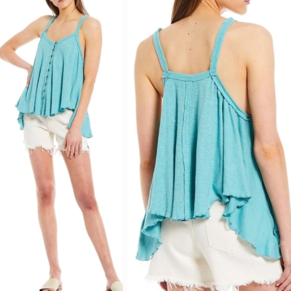 NWT FREE PEOPLE TEAL DREAM WEAVER TANK - SIZE S